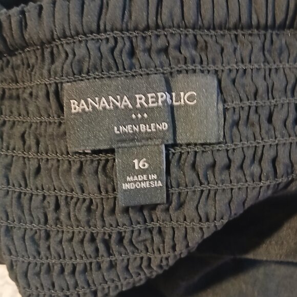 Banana Republic Factory Women's Linen Blend Cropped Fitted Top Black SZ 16 - Picture 6 of 6